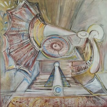 Peinture intitulée "Gramophone" par Foltynova, Œuvre d'art originale, Acrylique Monté sur Châssis en bois