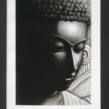Peinture intitulée "buddha de pierre et…" par Maya Arti, Œuvre d'art originale, Huile