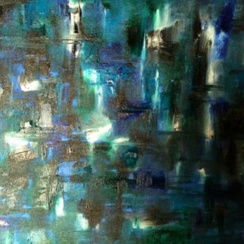 Peinture intitulée "Blue world" par Wilcox, Œuvre d'art originale, Huile Monté sur Châssis en bois