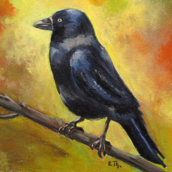 Peinture intitulée "Corneille" par Elke Thiébaut, Œuvre d'art originale, Acrylique