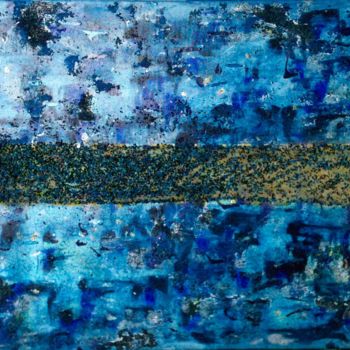 Ζωγραφική με τίτλο "Blue sand" από Wilcox, Αυθεντικά έργα τέχνης, Λάδι Τοποθετήθηκε στο Ξύλινο φορείο σκελετό