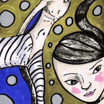 Dessin intitulée "centaure-et-fille.j…" par Karine Garelli (Reds Robin), Œuvre d'art originale