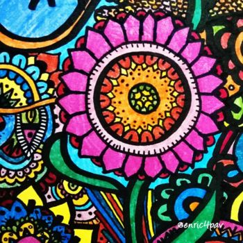 Dibujo titulada "Flower" por Enric4pav, Obra de arte original, Tinta