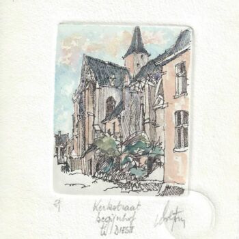 Εκτυπώσεις & Χαρακτικά με τίτλο "Diest - Kerkstraat…" από André Colpin, Αυθεντικά έργα τέχνης, Etching