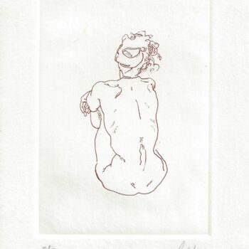 Printmaking titled "Nu assis" by André Colpin, Original Artwork, Etching