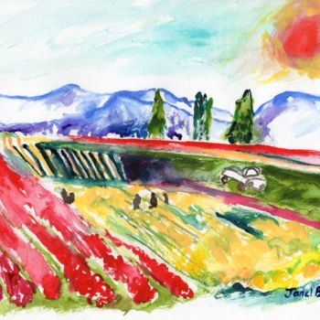 Painting titled "Skagit Valley Tulip…" by Janel Bragg, Original Artwork, Watercolor