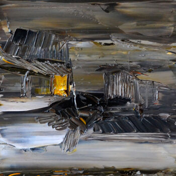 Painting titled "Un émaillé de nuit" by Muriel Cayet, Original Artwork, Oil