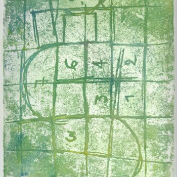 Printmaking titled "Marelle en vert" by André Colpin, Original Artwork, Etching