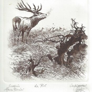 Gravures & estampes intitulée ""Le Roi" de Marc Ré…" par André Colpin, Œuvre d'art originale, Eau-forte
