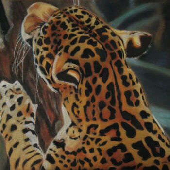 Peinture intitulée "Le Jaguar" par Catherine Costet (Lccat), Œuvre d'art originale, Pastel