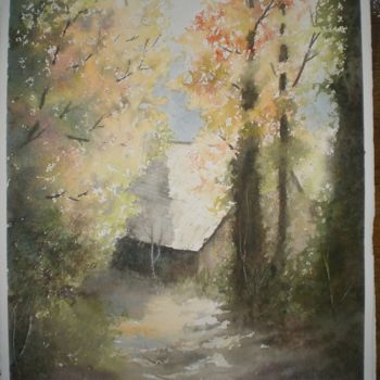 Peinture intitulée "automne à Labastide" par Mickael Thébault, Œuvre d'art originale