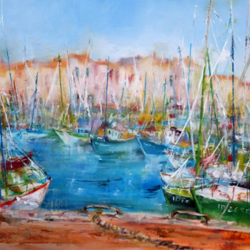 Painting titled "couleurs d'Yeu" by Yveline Javer, Original Artwork, Oil