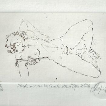Etude sur un nu couché dos d'Egon Schiele