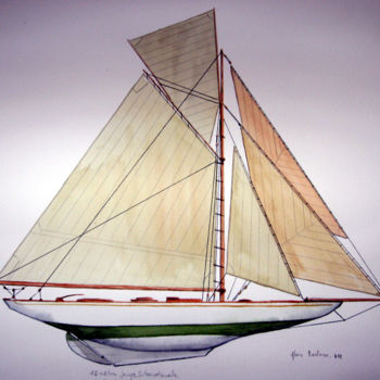「VIEUX GREEMENT」というタイトルの絵画 Alain Devienneによって, オリジナルのアートワーク, 水彩画
