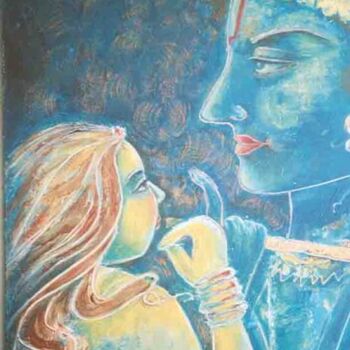 Painting titled "RADHA KRISHAN" by Suddha Sama, Original Artwork, Acrylic Mounted on Wood Stretcher frame