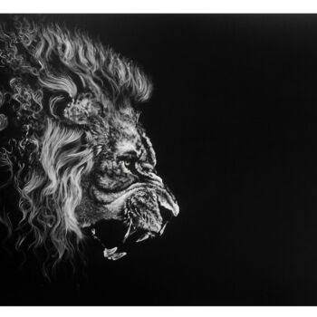 Painting titled "Lion" by Sanjay Gogs, Original Artwork, Oil