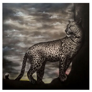 Pittura intitolato "jaguar" da Sanjay Gogs, Opera d'arte originale, Olio
