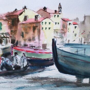 Malerei mit dem Titel ""Le Lavandou"" von Jean-Pierre Missistrano, Original-Kunstwerk, Aquarell