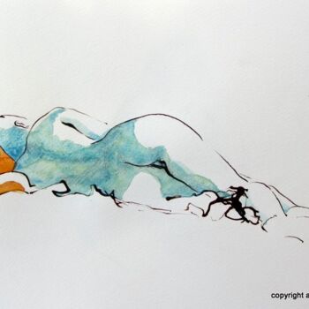 Dessin intitulée "croquis Maeva 2 déc…" par Anne-Marie Mary, Œuvre d'art originale, Encre