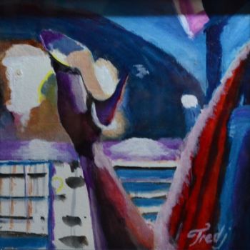 Peinture intitulée "TANGO DE LA LUNA" par Frederic Janssens (Fredj), Œuvre d'art originale, Encre
