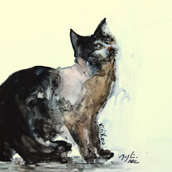 Painting titled "Kirikou." by Maryline Mercier, Original Artwork, Ink
