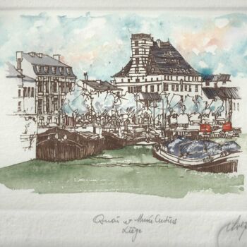 印花与版画 标题为“Liège - Quai & Musé…” 由André Colpin, 原创艺术品, 蚀刻