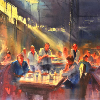 Painting titled "Hyderabad, irani-ch…" by Kishore Singh, Original Artwork, Watercolor