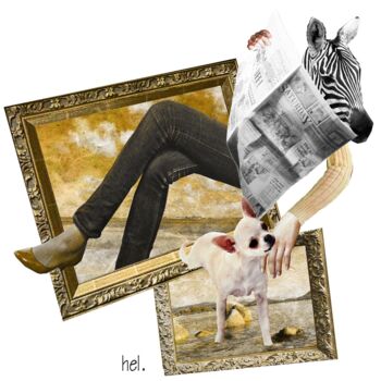 Digitale Kunst mit dem Titel "Femme Zèbre" von Hel Swynghedauw, Original-Kunstwerk, Collagen