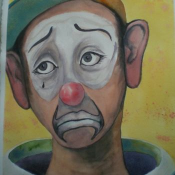 Peinture intitulée "jeune clown triste" par Mickael Thébault, Œuvre d'art originale