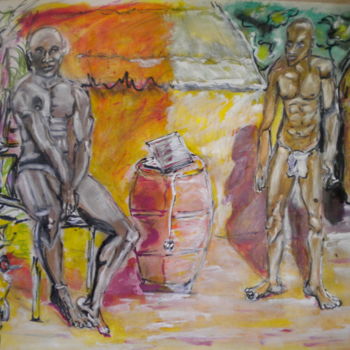 Painting titled "ah  ah petites anno…" by Herve Yann Dubois, Original Artwork, Gouache