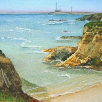 Peinture intitulée "Porto Covo e Um Vis…" par Inês Dourado, Œuvre d'art originale, Aquarelle