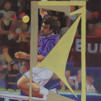 Peinture intitulée "Smash . Tennis aux…" par Catherine Costet (Lccat), Œuvre d'art originale, Pastel