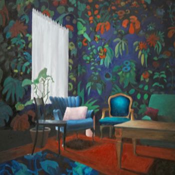 Painting titled "le salon fleuri de…" by Camille Colobert, Original Artwork, Oil