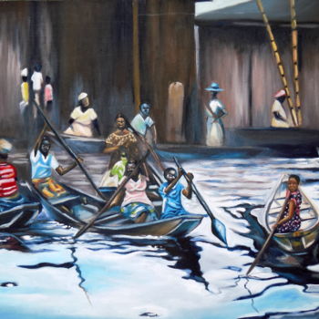 Painting titled "makoko-salining.jpg" by Olaoluwa Smith, Original Artwork, Oil