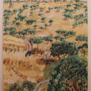 Painting titled "Sommerhitze über Ko…" by Renate Kock, Original Artwork, Oil