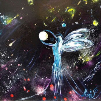 Painting titled "Attrapeur d'étoile" by Marie Laplace, Original Artwork, Acrylic Mounted on Wood Stretcher frame