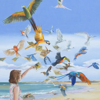 Pintura intitulada "L'envol" por Dominique Pineau, Obras de arte originais, Óleo