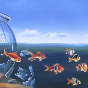 Pintura intitulada "quand le rêve devie…" por Dominique Pineau, Obras de arte originais, Óleo