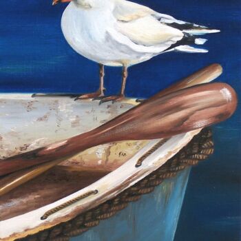 Pintura intitulada "La mouette" por Dominique Pineau, Obras de arte originais, Óleo