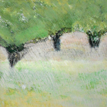 「warm light on field」というタイトルの絵画 June Stapletonによって, オリジナルのアートワーク, アクリル