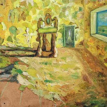 Painting titled "la chaise aux roche…" by Camille Colobert, Original Artwork, Oil
