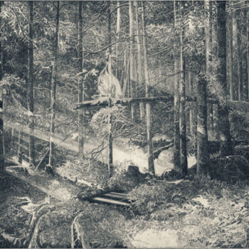 Dessin intitulée "Летнее утро" par Roman Malyshev, Œuvre d'art originale, Crayon