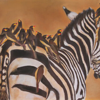 Peinture intitulée "Le zèbre" par Catherine Costet (Lccat), Œuvre d'art originale, Pastel