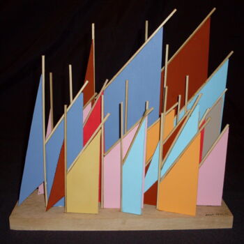 Sculpture intitulée "Voiles océanes" par Nyls  Eliot, Œuvre d'art originale, Bois