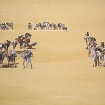 Painting titled "Carovane del sale" by Guido Mannini, Original Artwork, Oil