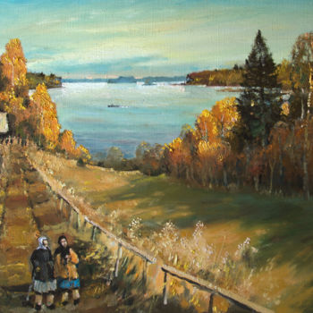 Pintura titulada "Warm autumn on the…" por Mark Kremer, Obra de arte original, Oleo