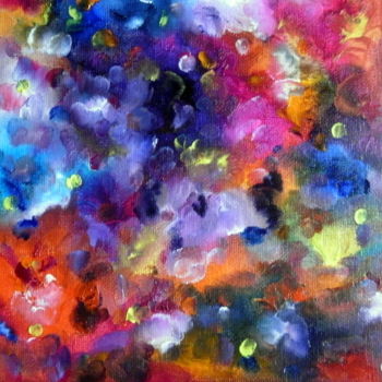 Painting titled "Confettis" by Chrystelle Ragot, Original Artwork, Oil Mounted on Wood Stretcher frame