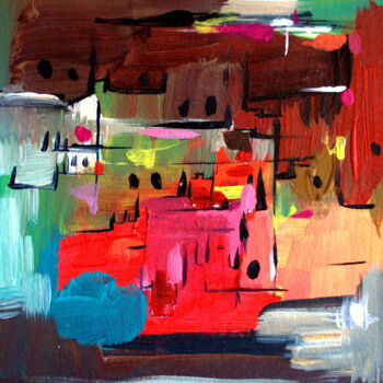 Peinture intitulée "Paysage réversible" par Kam Bendi, Œuvre d'art originale, Acrylique