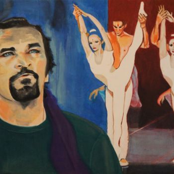 Painting titled "N° 946 Maurice Béja…" by R. Cavalié, Original Artwork, Other Mounted on Wood Stretcher frame