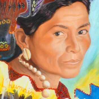 Painting titled "femme-Quiché." by Nicolas Péché, Original Artwork, Oil